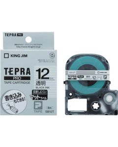 เทปพิมพ์อักษร TEPRA PRO Matte Color Label 12mm (Transparent Tape / Black Ink)