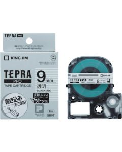 เทปพิมพ์อักษร TEPRA PRO Matte Color Label 9mm (Transparent Tape / Black Ink)
