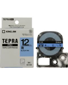 เทปพิมพ์อักษร TEPRA PRO Pastel Color Label 12mm (Blue Tape / Black Ink)