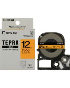 เทปพิมพ์อักษร TEPRA PRO Pastel Color Label 12mm (Orange Tape / Black Ink)