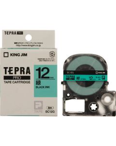 เทปพิมพ์อักษร TEPRA PRO Pastel Color Label 12mm (Green Tape / Black Ink)