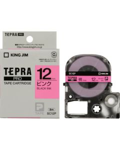 เทปพิมพ์อักษร TEPRA PRO Pastel Color Label 12mm (Pink Tape / Black Ink)