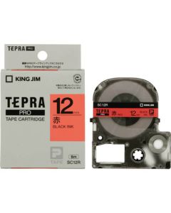 เทปพิมพ์อักษร TEPRA PRO Pastel Color Label 12mm (Red Tape / Black Ink)