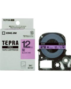 เทปพิมพ์อักษร TEPRA PRO Pastel Color Label 12mm (Purple Tape / Black Ink)