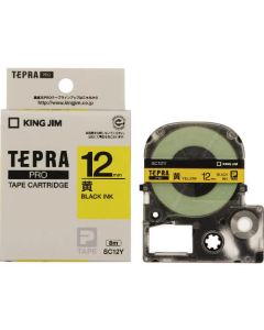 เทปพิมพ์อักษร TEPRA PRO Pastel Color Label 12mm (Yellow Tape / Black Ink)