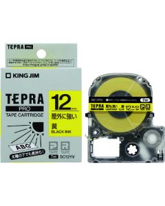Tepla PRO tape, a label that is strong outdoors, yellow / black letters