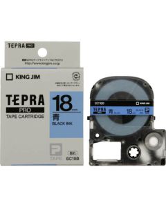 เทปพิมพ์อักษร TEPRA PRO Pastel Color Label 18mm (Blue Tape / Black Ink)