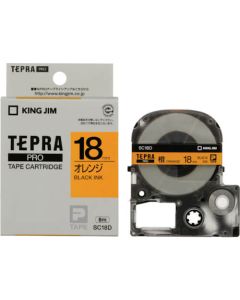 เทปพิมพ์อักษร TEPRA PRO Pastel Color Label 18mm (Orange Tape / Black Ink)