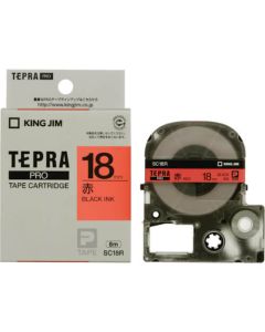 เทปพิมพ์อักษร TEPRA PRO Pastel Color Label 18mm (Red Tape / Black Ink)