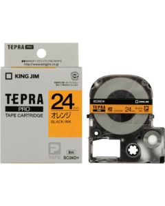 เทปพิมพ์อักษร TEPRA PRO Pastel Color Label 24mm (Orange Tape / Black Ink)