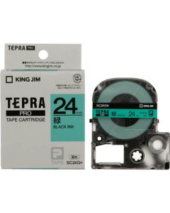 เทปพิมพ์อักษร TEPRA PRO Pastel Color Label 24mm (Green Tape / Black Ink)