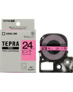 เทปพิมพ์อักษร TEPRA PRO Pastel Color Label 24mm (Pink Tape / Black Ink)