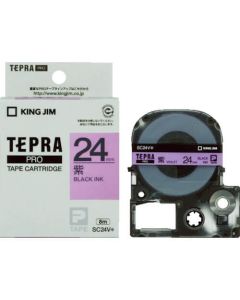 เทปพิมพ์อักษร TEPRA PRO Pastel Color Label 24mm (Purple Tape / Black Ink)
