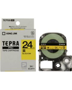 เทปพิมพ์อักษร TEPRA PRO Pastel Color Label 24mm (Yellow Tape / Black Ink)
