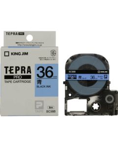 เทปพิมพ์อักษร TEPRA PRO Pastel Color Label 36mm (Blue Tape / Black Ink)