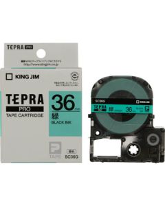 เทปพิมพ์อักษร TEPRA PRO Pastel Color Label 36mm (Green Tape / Black Ink)