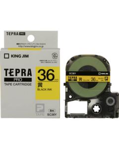 เทปพิมพ์อักษร TEPRA PRO Pastel Color Label 36mm (Yellow Tape / Black Ink)
