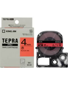 เทปพิมพ์อักษร TEPRA PRO Pastel Color Label 4mm (Red Tape / Black Ink)