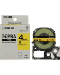เทปพิมพ์อักษร TEPRA PRO Pastel Color Label 4mm (Yellow Tape / Black Ink)
