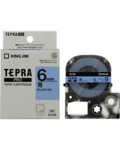 เทปพิมพ์อักษร TEPRA PRO Pastel Color Label 6mm (Blue Tape / Black Ink)