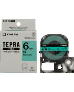 เทปพิมพ์อักษร TEPRA PRO Pastel Color Label 6mm (Green Tape / Black Ink)