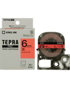 เทปพิมพ์อักษร TEPRA PRO Pastel Color Label 6mm (Red Tape / Black Ink)