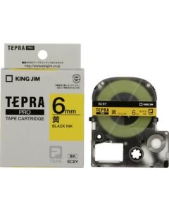 เทปพิมพ์อักษร TEPRA PRO Pastel Color Label 6mm (Yellow Tape / Black Ink)