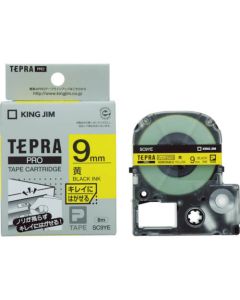 เทปพิมพ์อักษร TEPRA PRO Removable Label 9mm (Yellow Tape / Black Ink)