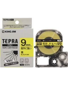 Tepla PRO tape, a label that is strong outdoors, yellow / black letters