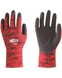 ถุงมือไนไตรไม่มีซับใน SG-A001 สีแดงลายทหาร LL