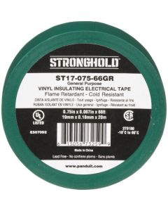 เทปไวนิล StrongHold สำหรับงานทั่วไป สีเขียว กว้าง 19.1มม. ยาว 20ม. ST17-075-66GR