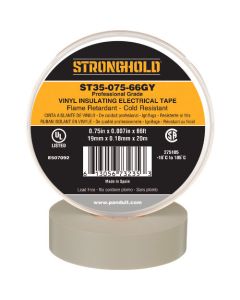 StrongHold เทปไวนิล ทนความร้อน/เย็น/ติดไฟ ระดับมืออาชีพ สีเทา กว้าง 19.1มม. ยาว 20ม. ST35-075-66GY