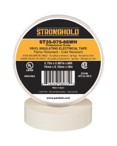 StrongHold เทปไวนิล ทนความร้อน/เย็น/ติดไฟ ระดับมืออาชีพ สีขาว กว้าง 19.1มม. ยาว 20ม. ST35-075-66WH