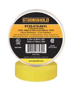 StrongHold เทปไวนิล ทนความร้อน/เย็น/ติดไฟ ระดับมืออาชีพ สีเหลือง กว้าง 19.1มม. ยาว 20ม. ST35-075-66YL