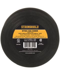 StrongHold เทปไวนิล ทนความร้อน/เย็น/ติดไฟ เกรดงานหนัก สีดำ กว้าง 25.4มม. ยาว 33ม. ST88-100-108BK