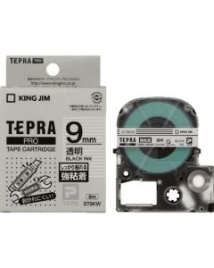 เทปพิมพ์อักษร TEPRA PRO Strong Adhesive Label 9mm (Transparent Tape / Black Ink)