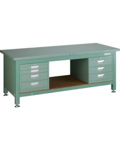 Heavy-Duty Workbench c/w 3 4 Cabinets