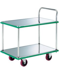 Stainless Steel Hand Truck 2 Flat Shelf Cart