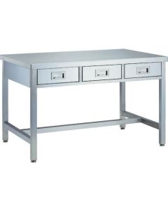 โต๊ะทำงานลิ้นชักสแตนเลสล้วน 4 ลิ้นชัก 2000 x 600