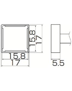 ปลายเหล็กสี่ด้าน 15.8mmX15.8mm