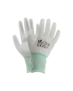 ถุงมือโพลีเอสเตอร์เคลือบ PU ขนาด M White (10 คู่)