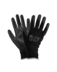 ถุงมือโพลีเอสเตอร์เคลือบ PU ขนาด S Black (10 คู่)