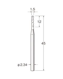 ดอกสว่านบิด (เหล็กกล้า) เส้นผ่านศูนย์กลางใบมีด (มม.): 1.5 เส้นผ่านศูนย์กลางก้าน (มม.): 2.34