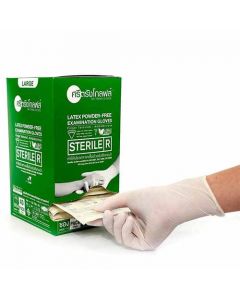 ถุงมือยางธรรมชาติปลอดเชื้อ ไม่มีแป้ง กล่องเขียว S (80 ชิ้น)