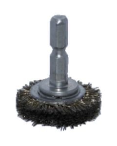 Wheel Brush with Shaft (shaft diameter 6.35mm)  Brass Plating Steel Wire