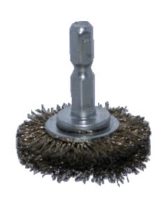 Wheel Brush with Shaft (shaft diameter 6.35mm)  Brass Plating Steel Wire