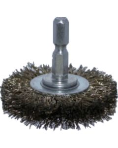 Wheel Brush with Shaft (shaft diameter 6.35mm)  Brass Plating Steel Wire