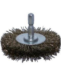Wheel Brush with Shaft (shaft diameter 6.35mm)  Brass Plating Steel Wire
