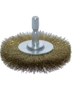Wheel Brush with Shaft (shaft diameter 6.35mm)  Brass Ship
