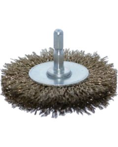 Wheel Brush with Shaft (shaft diameter 6.35mm)  Brass Plating Steel Wire